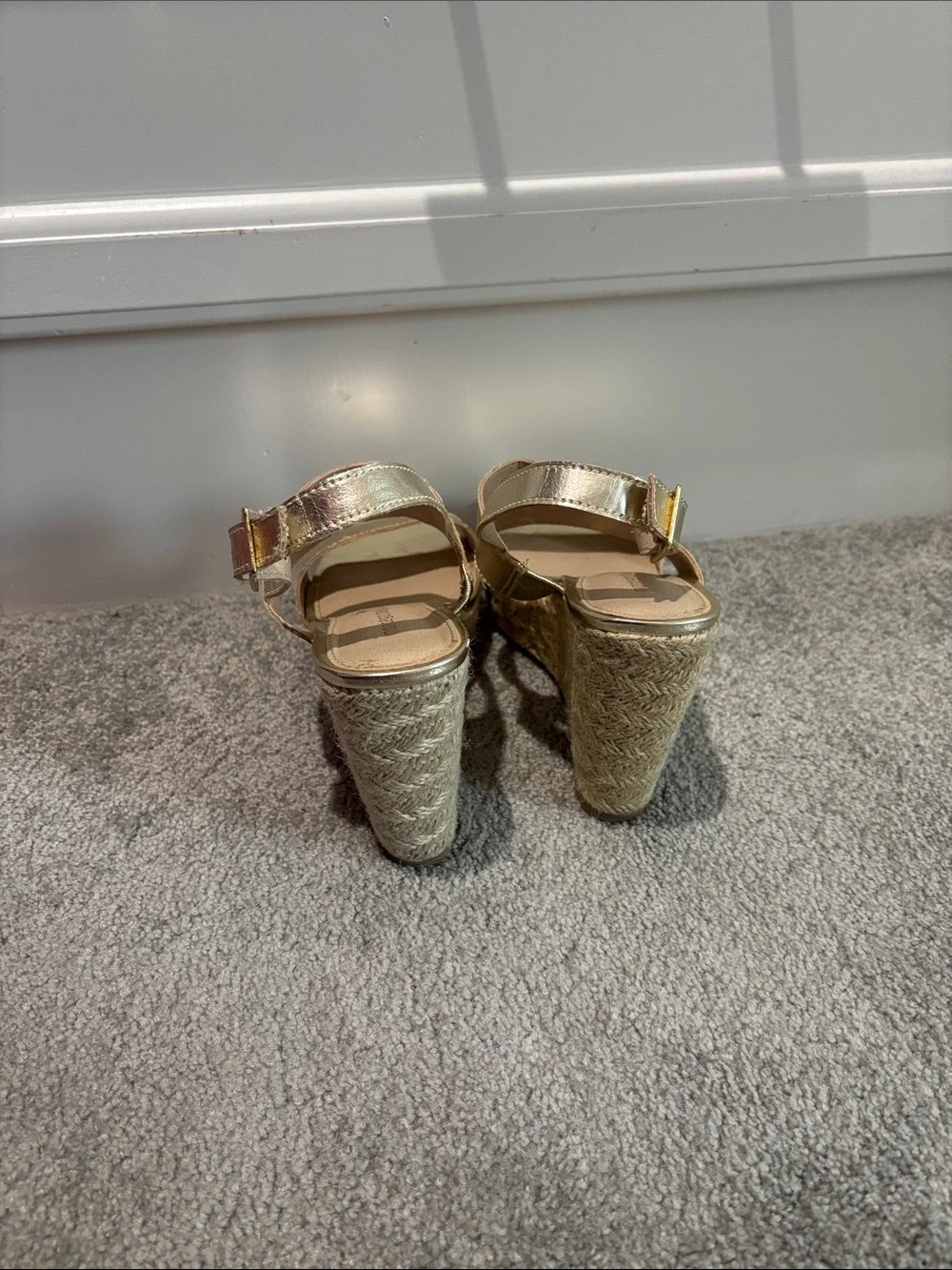 Montego Bay Club Gold Metallic Wedge Espadrille Sandals